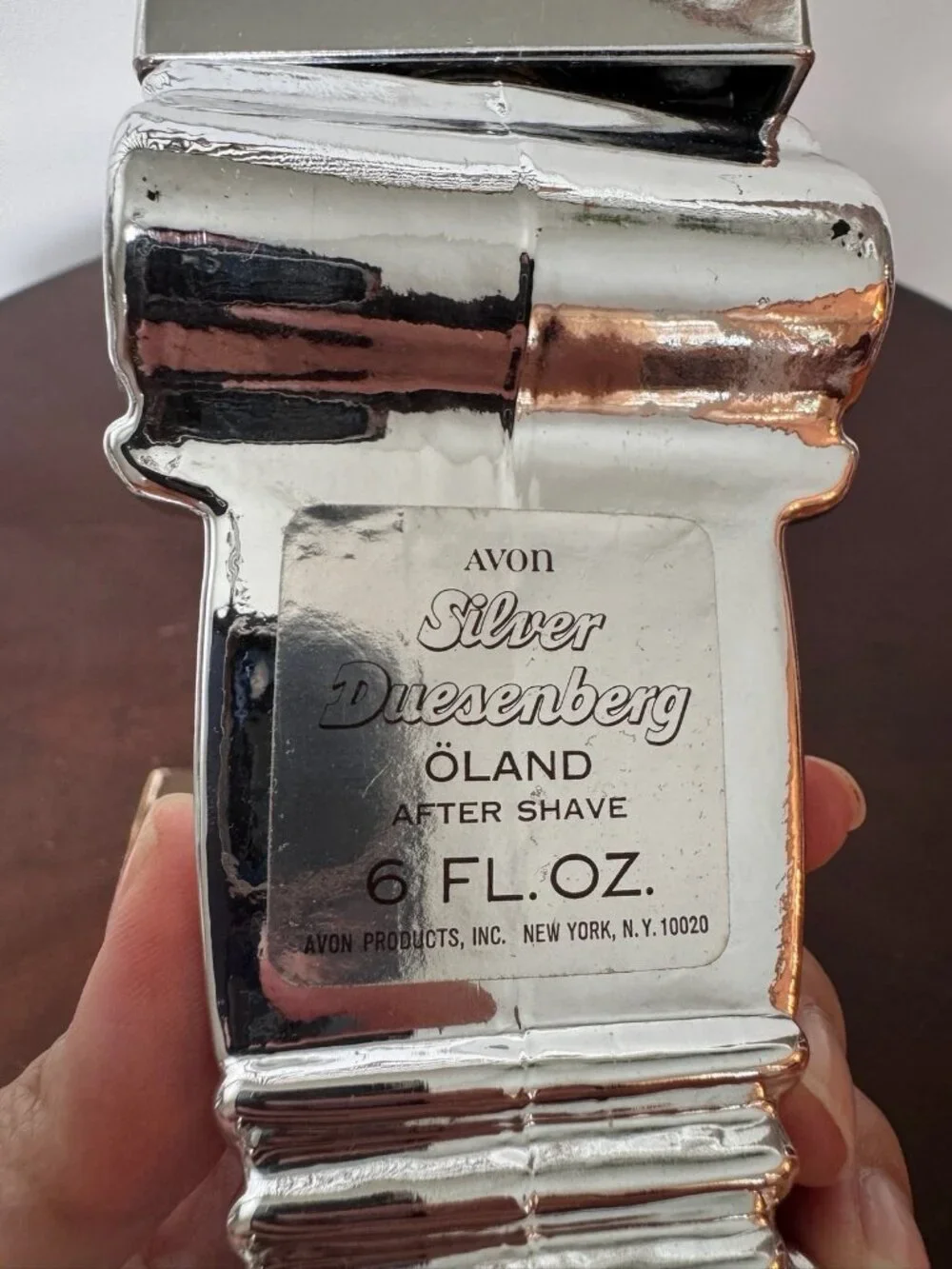 Vintage Avon Silver Duesenberg Oland Aftershave Bottle Collectable FULL